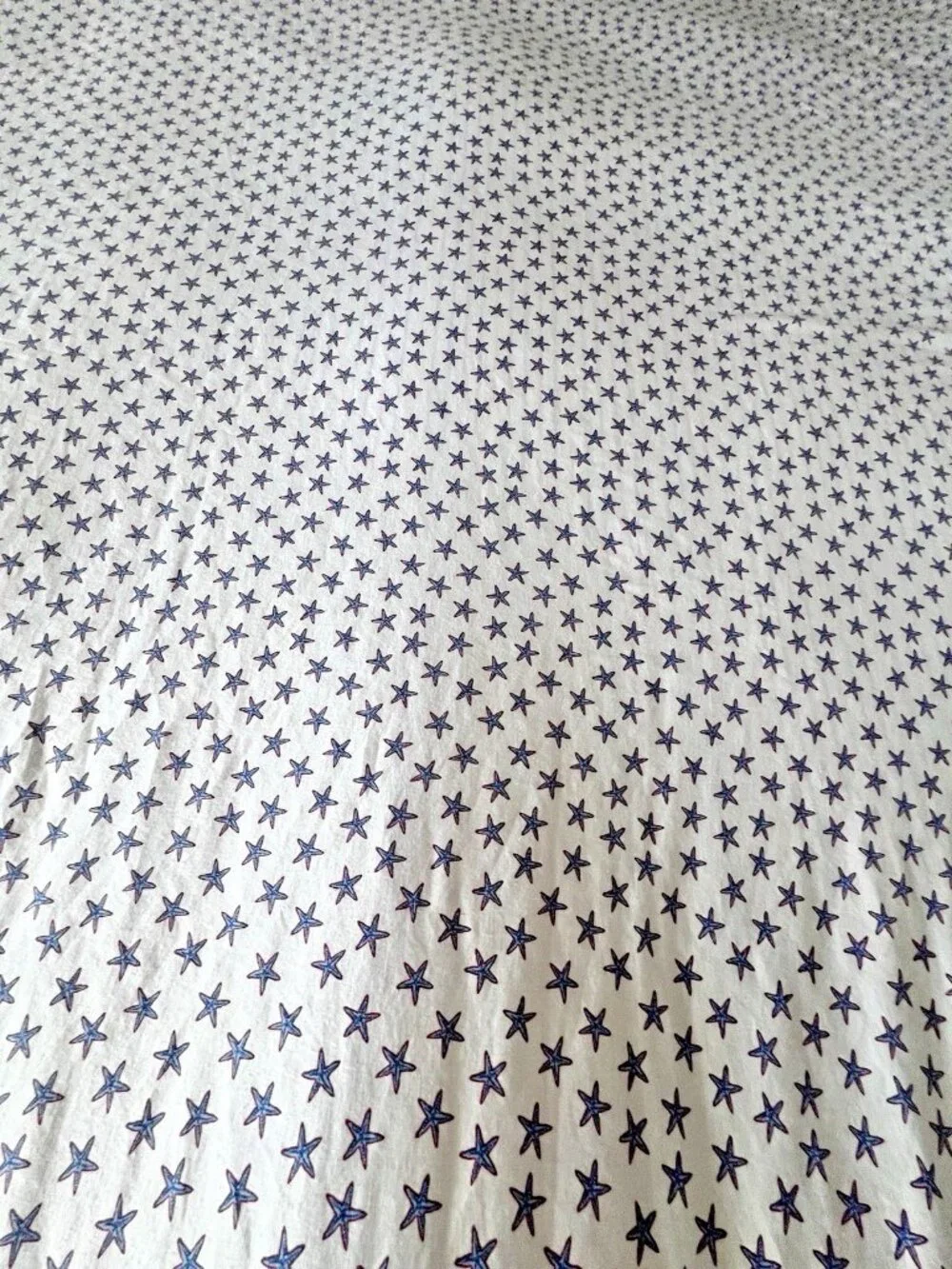 Tommy Hilfiger Twin Flat Sheet Starfish 60% Cotton Red White Blue Nautical Fish